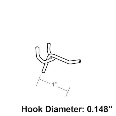 Azar Displays 1" Metal Wire Hook: 0.148" Dia., PK50 700881